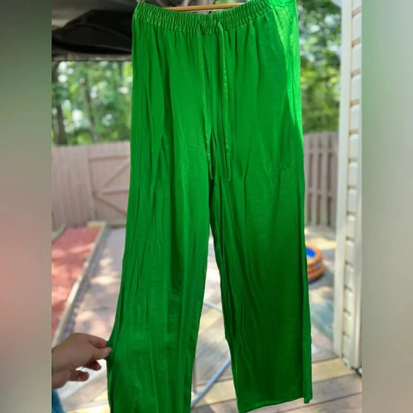 Relaxed Crinkle Pants Wide Leg Casual Summer High Waist Trousers Fashion size 8‎ - Picture 1 of 6
